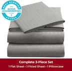 Mellanni Twin XL Sheets Set - 3 PC Iconic Collection Bedding - Hotel Luxury, Extra Soft, Cooling Bed Sheets - Wrinkle, Fade, Stain Resistant (Twin Extra Long, Striped Gray/Silver)