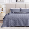 Love's cabin Twin Quilt Bedding Set Bluish Grey Bedspreads - Soft Bed Summer Lightweight Bedspread Comforter - Wave Pattern Bedding Coverlet for All Season - 2 Pieces (1 Quilt, 1 Pillow Sham)