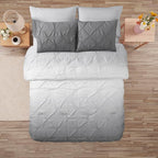 5 Piece Comforter Set Bed in a Bag Ombre Pintuck Design All Season Soft Down Alternative Bedding Comforter Set & Luxurious Matching Bed Sheets & Pillow Sham, Ombre Pintuck Gray, Twin