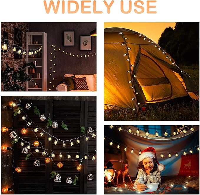 AceList 20 LED Black Lantern String Lights Mini Kerosene Lamp for Indoor Outdoor Patio Garden Holiday Home Ramadan Wedding Party Christmas Tree New Year Decorations(Warm White Light)