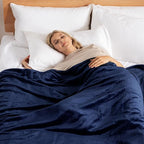 Exclusivo Mezcla Fleece Blanket Queen Size for Bed, Super Soft and Warm, All Season Use, Cozy, Plush, Lightweight, 90x90 Inches, Navy Blue