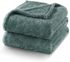 Exclusivo Mezcla Plush Fuzzy Fleece Bed Blanket Twin Size, Super Soft, Fluffy and Warm Blankets, Suitable for All Seasons (Celadon, 90x66 Inches)