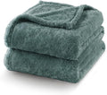 Exclusivo Mezcla Plush Fuzzy Fleece Bed Blanket Queen Size, Super Soft, Fluffy and Warm Blankets Suitable for All Seasons (Celadon, 90x90 Inches)