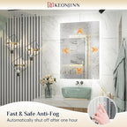 Keonjinn 24 x 36 Inch Backlit Mirror for Bathroom, Anti-Fog Led Mirror, CRI90+ HD Tempered Glass, Stepless Dimmable Lighted Mirror, High Lumen, UL Listed, Waterproof, Horizontal/Vertical