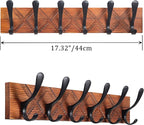SKOLOO Coat Rack Wall Mount - Antique Wooden Carved- X Cross Coat Hook, Wall Coat Hanger with 6 Hooks for Hanging Coats, Hats, Clothing, Scarfs, Brown & Black