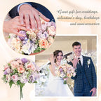 Tigeen Artificial Flowers Artificial Peonies Silk Flowers Faux Peony Fake Peony Silk Hydrangea Bouquet for Wedding Table Centerpiece Floral Vase Decor(Purple,Pink,6 Bundles)