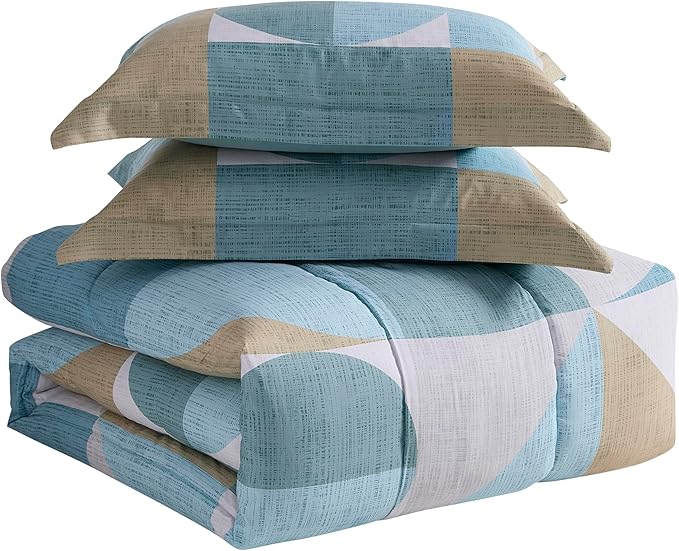 Geometric Comforter Set Queen with Sheets Bed in a Bag – Deep Pocket Fitted Sheet with Elastic Corners, Cozy Comforter, Pillowcases & Shams – Soft Microfiber All Season Bedding – Machine Washable