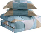 Geometric Comforter Set Queen with Sheets Bed in a Bag – Deep Pocket Fitted Sheet with Elastic Corners, Cozy Comforter, Pillowcases & Shams – Soft Microfiber All Season Bedding – Machine Washable