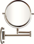 Deco Brothers Wall Mount Extendable Mirror, 8 Inch Double Sided with 7X Magnification, Nickel