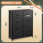 WLIVE Fabric Dresser for Bedroom, Tall Dresser with 8 Drawers, Storage Tower with Fabric Bins, Double Dressers, Chest of Drawers for Closet, Living Room, Hallway, Charcoal Black