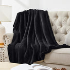 Walensee Sherpa Fleece Blanket (King Size 108”x90” Black) Plush Throw Fuzzy Super Soft Reversible Microfiber Flannel Blankets for Couch, Bed, Sofa Ultra Luxurious Warm and Cozy for All Seasons