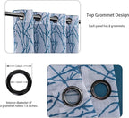 BONZER Mix and Match Curtains - 2 Pieces Branch Print Sheer Curtains and 2 Pieces Blackout Curtains for Bedroom Living Room Grommet Window Drapes, 54x63 Inch/Panel, Teal, Set of 4 Panels