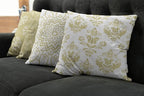 Ambesonne Retro Throw Pillow Cushion Case Pack of 4, Trellis Grid Medieval Floral Damask Mandala Flower Ornament in Modern Monochrome, Modern Accent Double-Sided Digital Printing, 18", Pale Khaki