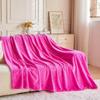 NEWCOSPLAY Super Soft Twin Blanket Hot Pink Premium Silky Flannel Fleece Leaves Pattern Lightweight Bed Blanket All Season Use (Hot Pink, Twin(60"x80"))