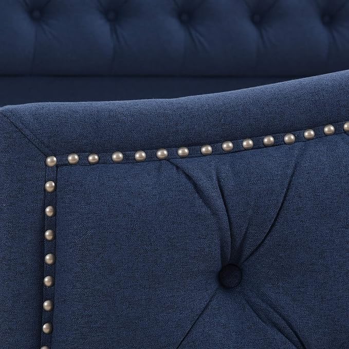Jennifer Taylor Home Marcella Tufted Wingback Bed, Queen, Dark Sapphire Blue