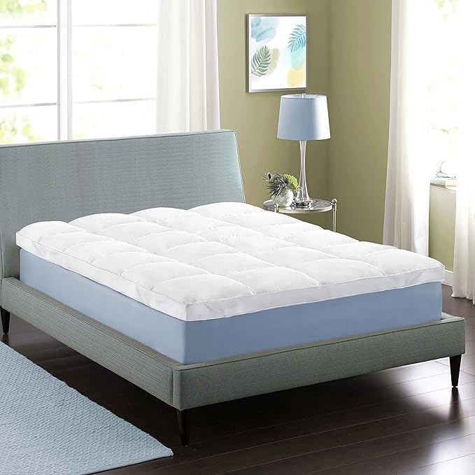 Superior Mattress Topper, Down Alternative, 2 Inch Deep Sized Bed Pillow Top, Comfort Pad, Fluffy Mattress-Topper Protector, Plush Cooling Extra Soft, Hotel Quality, Sleep, All-Season, King, White