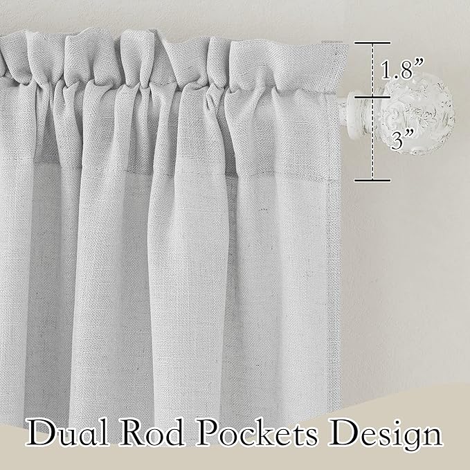 RYB HOME Linen Texture Wave Sheer Drapery for Cottage Garden, Privacy Window Sheers for Living Room, Dreamy Simi Transparent Sheer for Bathroom, Dove Grey, 52 in x 72 in per Panel, 2 Pcs