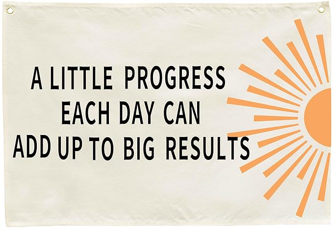 Mental Health Inspirational Rectangular Banner-Positive Affirmation Flag for Kids Teen Counselor Teacher,Classroom Therapy Office Homeschool Reading Room Wall Decor-A Little Progress Each