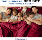 DREAMCARE Queen Sheet Set – 4 pcs Cooling Sheets – up to 21” Extra Deep Pocket Queen Sheets – Hotel Luxury Sheets & Pillowcases – Superior Softness 100% Fine Microfiber with Side Pocket – Burgundy