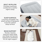 SleepLux Twin Air Mattress Supersoft Snugable Top Extra Durable Tough Guard with Built-in Pillow Raised 15" Airbed with Built in Pump + USB Charger Twin 15", Small, Grey