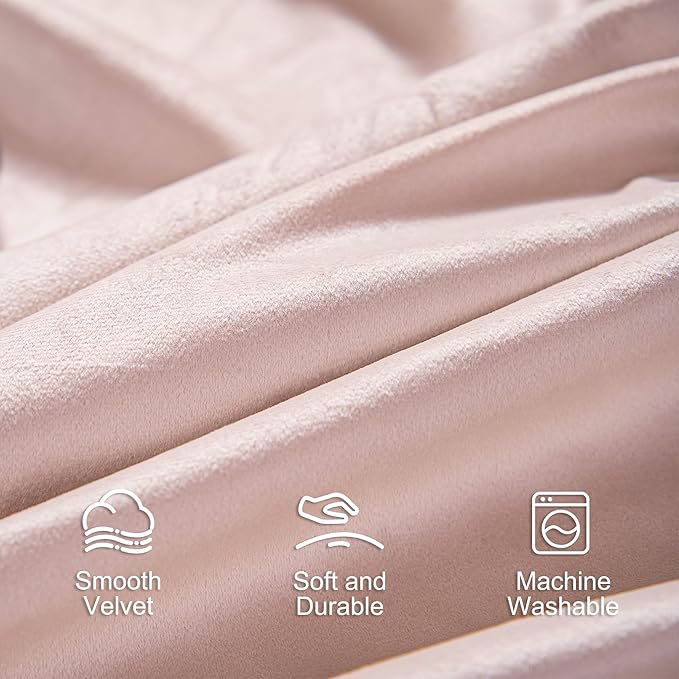 Lazzzy Velvet Blackout Curtains Thermal Insulated Room Window Drapes Super Soft Luxury Curtains for Living Room Bedroom Rod Pocket 2 Panels, Dusty Pink, 52" W x 84" L