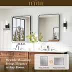 TETOTE Black Bathroom Mirror 24 x 30 Matte Black Metal Framed Vanity Mirror, Tempered Glass, Wall Mounted for Bathroom, Entryway, Bedroom, Living Room(Horizontal/Vertical)