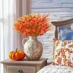 20 Bundles Artificial Fall Flowers for Outdoors Fall Thanksgiving Decorations - UV Resistant Fake Mums Faux Fall Plants Plastic Flowers for Gardens Porch Fireplace Patio Home Indoor Autumn Fall Decor