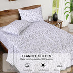 RUVANTI Flannel Sheets King Size - 100% Cotton Brushed King Size Sheets Set - Deep Pockets 16 Inches Bed Sheets - All Seasons Breathable & Extra Soft - Warm & Cozy, 4 Piece, Vintage Flora
