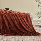 NEWCOSPLAY Super Soft Throw Blanket Ombre Coffee Premium Silky Flannel Fleece Leaves Pattern Lightweight Bed Blanket All Season Use (Ombre Coffee, Throw(50"x60"))
