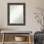 Amanti Art Brown Bathroom Mirror for Over Sink, 29x23 Bark Rustic Char Rectangle Vanity Mirror, Medium Country Rustic Frame, Hangs Horizonally and Vertically, Bathroom Wall Decor, Beveled Edge