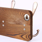 SKOLOO Coat Rack Wall Mounted - Pack of 2, Wooden, Heavy Duty, Rustic Coat Hooks for Wall, Wall Coat Rack with 5 Triple Hooks for Hanging Clothes, Jacket, Hat(Brown & Retro Red)