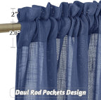 RYB HOME Sheer Curtains for Bedroom - Linen Textured Semi Sheer Curtains for Living Room Boys Nursery Patio Sliding Glass Door Sunlight Filtering, Wide 52 inch x Long 90 inch per Panel, 1 Pair