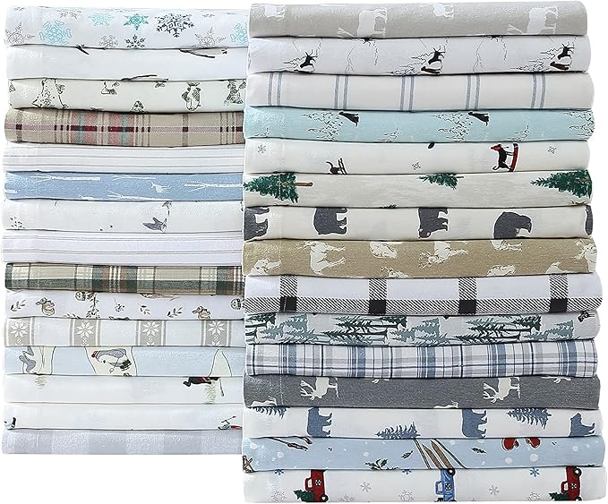 Eddie Bauer - King Sheets, Cotton Flannel Bedding Set, Brushed For Extra Softness, Cozy Home Decor (Elk Grove, King)