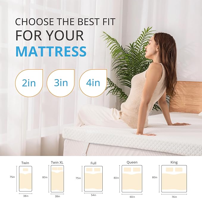 EGO Gel Memory Foam Mattress Topper, 4 Inch Cal King with Removable Breathable Soft Cover, Cooling Bed Topper for Comfort Body Support & Pressure Relief, CertiPUR-US Certified