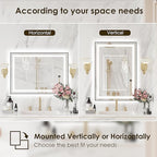 20"x 28" LED Bathroom Mirror with Black Frame, Bathroom Mirror with Lights Front and Backlit, Lighted Mirror Stepless Dimmable, Anti-Fog, Memory, LED Vanity Mirror with Lights 3 Colors