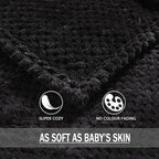 Exclusivo Mezcla Fleece Bed Blanket King Size, Super Soft and Warm Blankets for Couch, Sofa and Bed Waffle Textured, Cozy, Fuzzy and Lightweight (Black, 90x104 Inches)