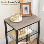 HOOBRO Side Table, 3-Tier Tall End Telephone Table with Adjustable Mesh Shelves, Small Entryway Stand for Living Room Bedroom Hallway or Office, Greige and Black BG01DH01G1