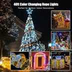 OMIKA 120 LED Rope Lights Plug in, 40ft 16 Colors Changing Outdoor String Light Waterproof with Remote Timer Twinkle Lights for Wedding Garden Patio Party Indoor Outdoor Decor(132 Modes)