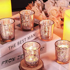 Votive Candle Holders Set of 24, Speckled Mercury Rose Gold Candle Holders for Wedding Centerpiece Table Decorations, Tealight Candle Holder for Party Bridal Shower Decor, Home Decor