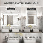 48"x 32" LED Bathroom Mirror with Black Frame, Bathroom Mirror with Lights Front and Backlit, Lighted Mirror Stepless Dimmable, Anti-Fog, Memory, LED Vanity Mirror with Lights 3 Colors
