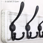 WEBI Coat Rack Wall Mount,Coat Hooks Wall Mounted,16" Hole to Hole,Coat Hanger Wall,Wood Hook Rack Rail,5 Triple Hooks for Hanging Coats,Jacket,Clothes,Black/White