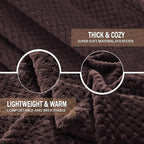 Exclusivo Mezcla Fleece Throw Blanket Extra Large, Super Soft and Warm Blankets for Couch, Sofa and Bed Waffle Textured, Cozy, Fuzzy and Lightweight (Coffee, 50x70 Inches)