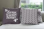 Ambesonne Geometric Throw Pillow Cushion Case Pack of 4, Home Phrase Minimal Zigzag Squama Dahlia Flower Petals Chevron Tribal, Modern Accent Double-Sided Digital Printing, 18", Dark Mauve and White