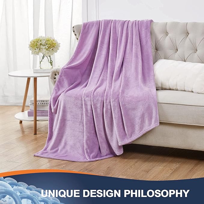 Walensee Fleece Blanket Plush Throw Fuzzy Lightweight (XL-Twin Size 66x90 Lilac) Super Soft Microfiber Flannel Blankets for Couch, Bed, Sofa Ultra Luxurious Warm and Cozy for All Seasons