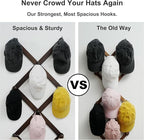 SKOLOO Hat Rack for Wall with 11 Hooks, 24 inch Solid Wooden, Modern, Huge Coat Rack Wall Mount for Coats, Hats, Bags, Cowboy Caps, Baseball Caps, Walnut Color