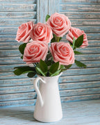 JOYLEX 100Pcs Pink Artificial Flowers Realistic Roses, Real Looking Fake Roses with Stem for DIY Wedding Bouquets Centerpieces Bridal Shower Party Home Romantic Decorations (Pink, 100pcs)