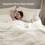 Bedsure California King Comforter Set - Cal King Bed Set 7 Pieces, Pinch Pleat Ivory Cali King Bedding Set with Pintuck Comforter, Sheets, Pillowcases & Shams