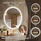 30''x30'' Lighted Mirrors for Bathroom Wall Backlit + Front Lit, Round LED Bathroom Mirror Frameless with Lights Anti Fog, Dimmable, 3 Colors,Tempered Glass, Shatter-Proof