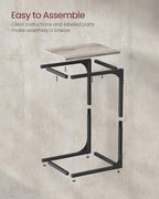 VASAGLE C-Shaped End Table, Small Side Table for Couch, Sofa Table with Metal Frame for Living Room, Bedroom, Bedside, Greige and Black