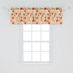 Ambesonne Fall Window Valance, Autumnal Theme with Swirly Intricate Shapes and Flying Leaves Print, Curtain Valance for Kitchen Bedroom Decor with Rod Pocket, 54" X 18", Ginger Marigold and Beige